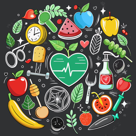 Chalkboard Illustration Depicting a Guide to a Healthy Lifestyleのイラスト素材
