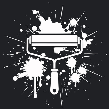 Essential Grunge Painting Tool: White Roller Brush for Paintworkのイラスト素材