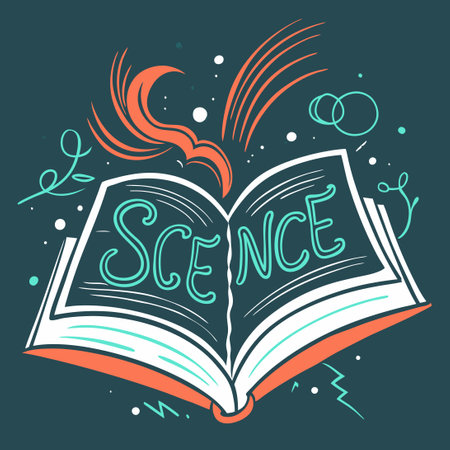 Chalk-Drawn Science Diagrams on Open Book with Shadowed Lightのイラスト素材