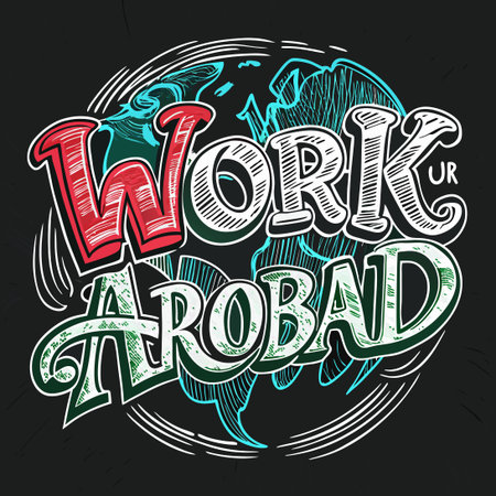 Chalkboard Hand Drawn Illustration Depicting Work Abroad Opportunities