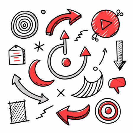 Hand Drawn Arrows, Ellipses, and Punctuation Symbols Collection in Various Stylesのイラスト素材