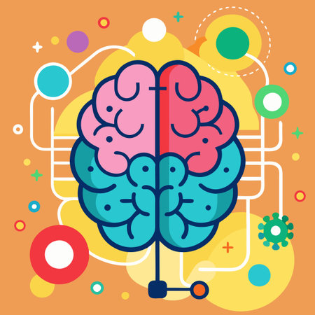 Abstract Human Brain Concept with Vectorial Brush Strokes