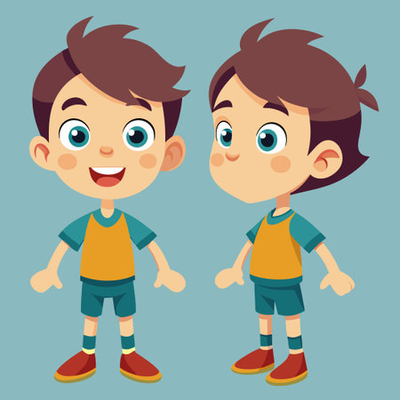 Versatile Expressions and Poses of a Young Boy Characterのイラスト素材