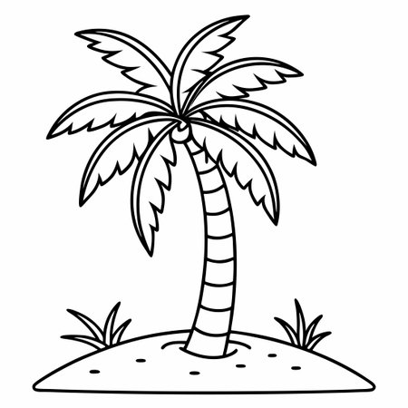 Majestic Line Art Palm Tree Adorned Island Printのイラスト素材