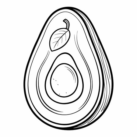 Printable Line Art Avocado Illustration for Artistic Useのイラスト素材