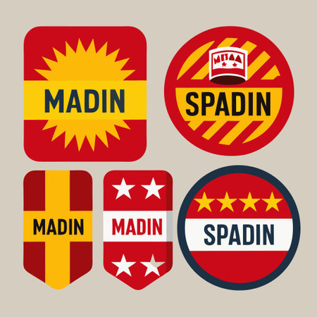 Comprehensive Collection of Made in Spain Product Labels for Labeling Needsのイラスト素材