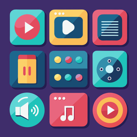 Comprehensive Media Player Icon Set for Video Player Controlのイラスト素材