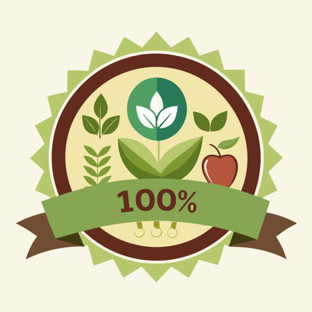 100% Natural Organic Product Label for Health and Wellnessのイラスト素材