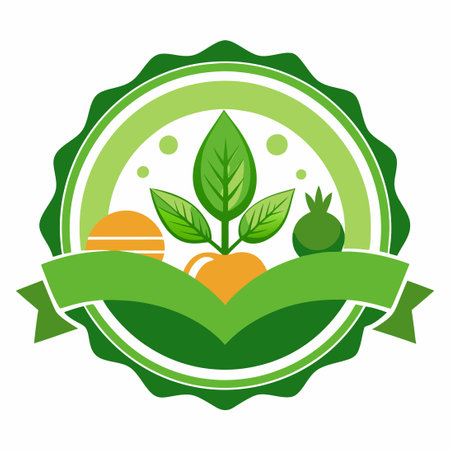 Certified Organic Seal Indicating 100% Organic Productのイラスト素材