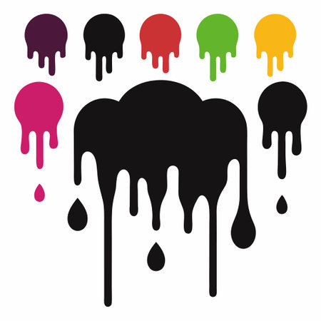 Ominous Black Liquid Drips and Melts in Eerie Abstract Artのイラスト素材