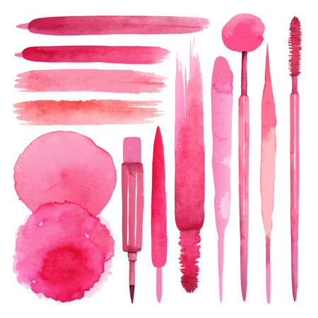 Enchanting Pink Watercolor Brush Set for Artists and Designersのイラスト素材