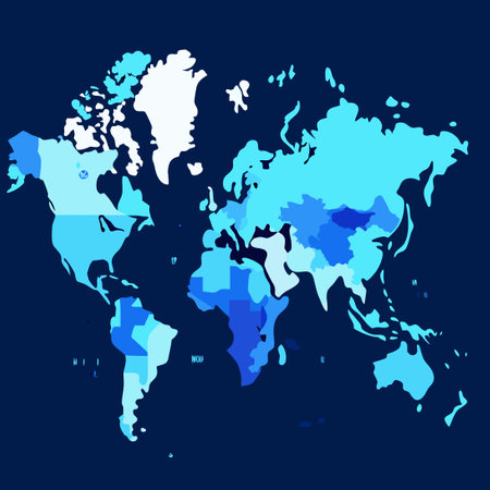 Detailed Political World Map Illustration with Differentiated Regionsのイラスト素材