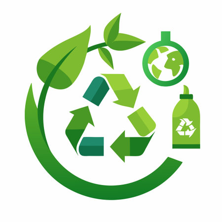 Rotating Green Recycling Symbols for Environmental Awarenessのイラスト素材