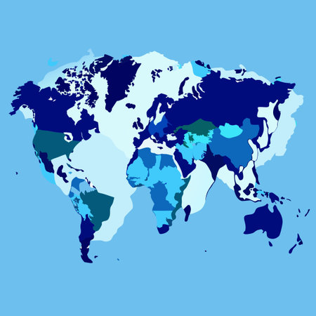 Blank Political World Map Vector Illustration with Country Borders