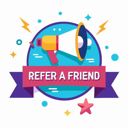 Refer a Friend Referral Program Badge with $10 Bonusのイラスト素材