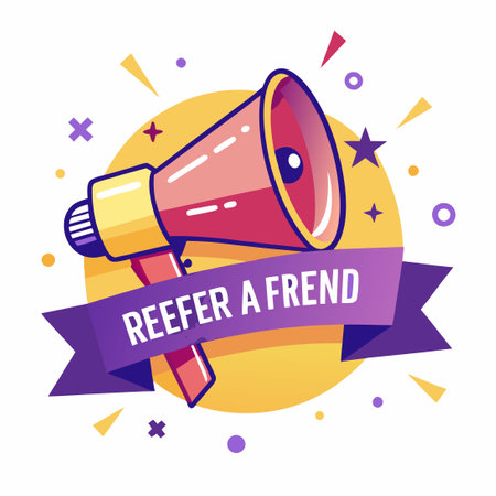 Referral Program Badge with a Refer-a-Friend Banner Graphicのイラスト素材