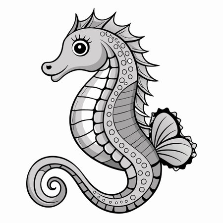 Detailed Seahorse Design for Coloring Book: Relaxation for Adultsのイラスト素材