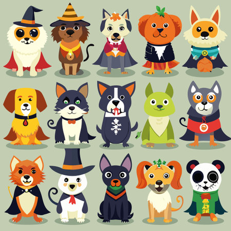 Spooky and Adorable: 30 Dog Breeds Adorned in Halloween Costumesのイラスト素材
