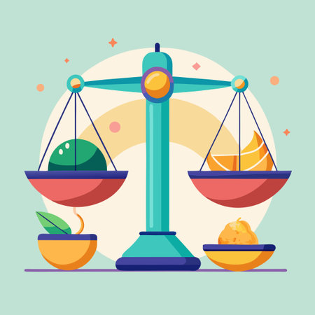 Scales of justice. Balance scale. Vector illustration in flat styleのイラスト素材