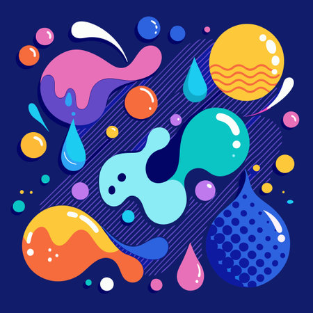 Dynamical Collection of Abstract Modern Liquid Shapes with Ethereal Flow and Vibrant Colorsのイラスト素材