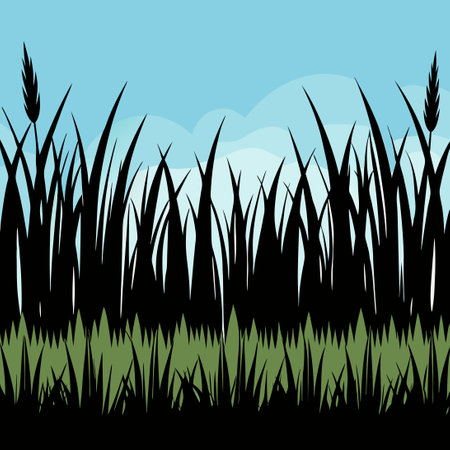 Silhouette Grass Border Lawn Bordering Black Threeのイラスト素材