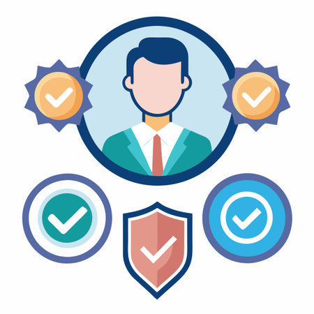 Set of 15 Check Mark Verification Badges in Icon Formatのイラスト素材