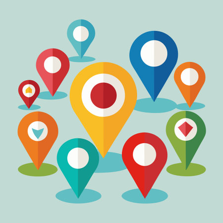 Vibrant Map Markers Illustrating Worldwide Destinationsのイラスト素材