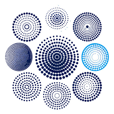 Circular Halftone Elements with Vibrant Halftone Effectのイラスト素材