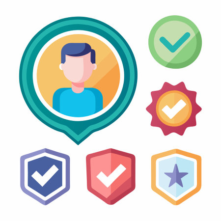 Nine Profile Verification Badges for Profile Verificationのイラスト素材