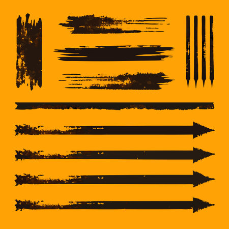 Versatile Collection of Grunge Brush Strokes for Artistic Designs and Texturesのイラスト素材