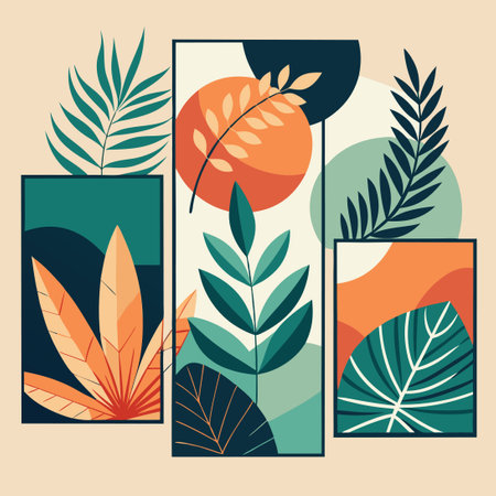 Botanical-Inspired Wall Art: A Collection of 12 Modern Printsのイラスト素材
