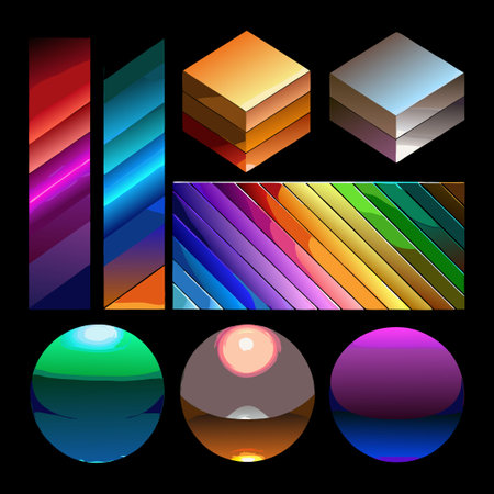Vibrant Collection of Shimmering Metallic Gradientsのイラスト素材