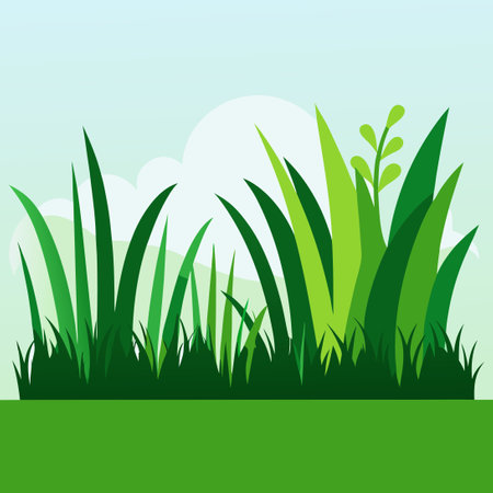 Lush Green Grass Silhouette for Landscaping Design and Garden Decorationsのイラスト素材