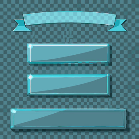 Set of Realistic Glass Plate Banners with Transparent Framesのイラスト素材