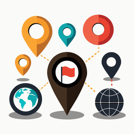 Comprehensive Set of Black Map Markers and Pins for Navigation Useのイラスト素材