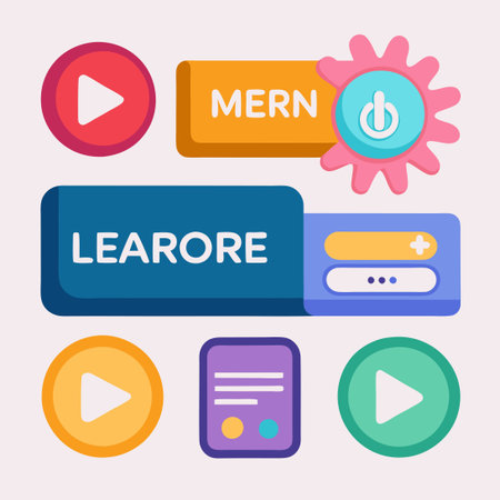 Set of Learn More Buttons with Text "Learn More" for Websites and Applicationsのイラスト素材