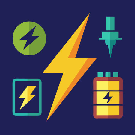Electrifying Lightning Strikes with Thunder and Bolts in a Black Backgroundのイラスト素材