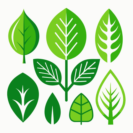 Collection of Vibrant Icons Depicting Lush Foliage and Plant Lifeのイラスト素材