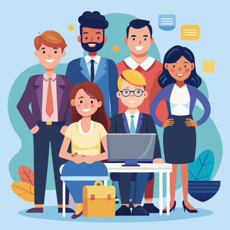 Diverse Group of Office Workers Collaborating on a Project