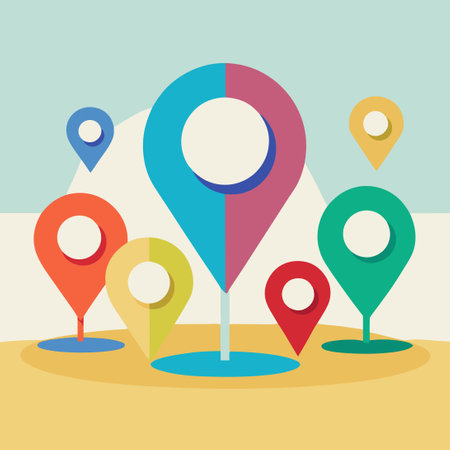 Vibrant Map Markers for Navigation and Location Identificationのイラスト素材