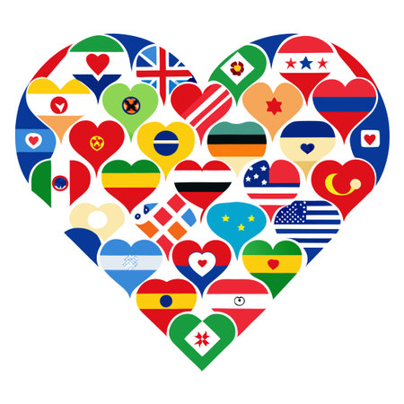 Collection of Heart-Shaped Flags Representing Sovereign Nationsのイラスト素材