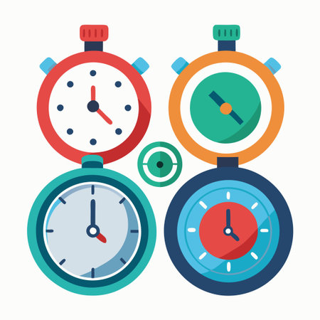 Comprehensive Collection of Diverse Stopwatch and Timer Iconsのイラスト素材
