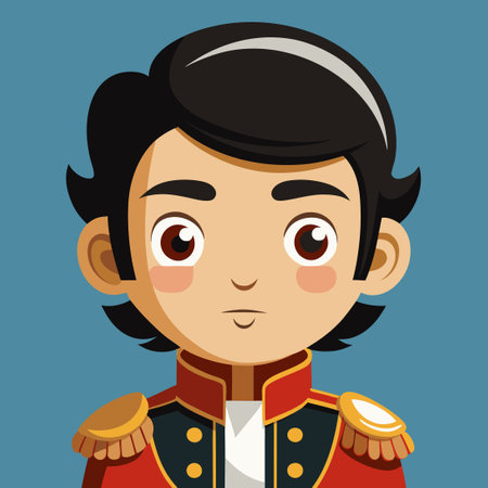 Cartoon Vector Illustration of Simon Bolivar, a Renowned Latin American Revolutionaryのイラスト素材