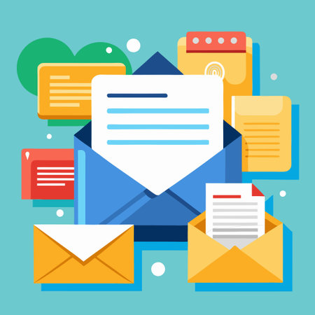 Opened Envelope from a Set of Mails and Envelopesのイラスト素材