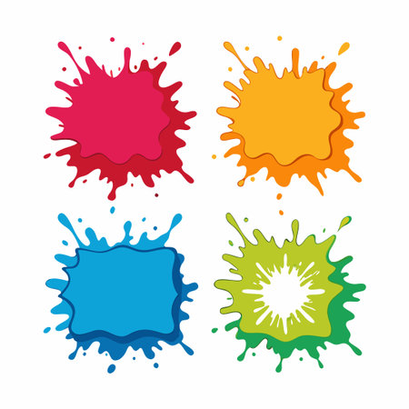 Set of Editable Splash Illustration Brush Strokes with Vibrant Colors and Dynamic Effectsのイラスト素材