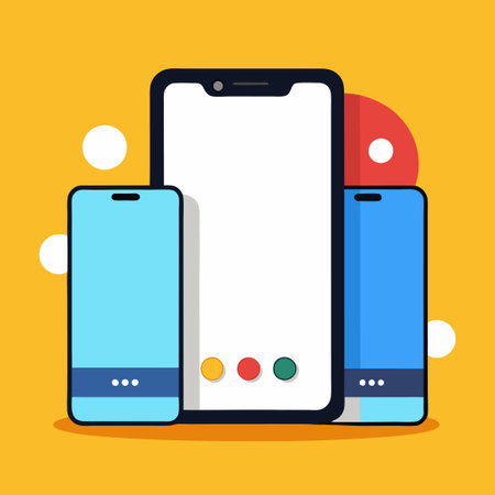 Realistic Smartphone Mockup Showcase with Five Mobile Devices in Various Stylesのイラスト素材