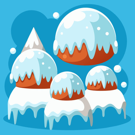 White Snow Caps Blanket the Winter Landscape with Snowy Driftsのイラスト素材