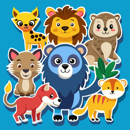 Adorable Cartoon Wild Animal Character Stickers for Creative Communication