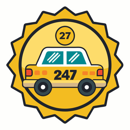 Eye-Catching Yellow Taxi Service Badge Sign Sticker for Taxisのイラスト素材