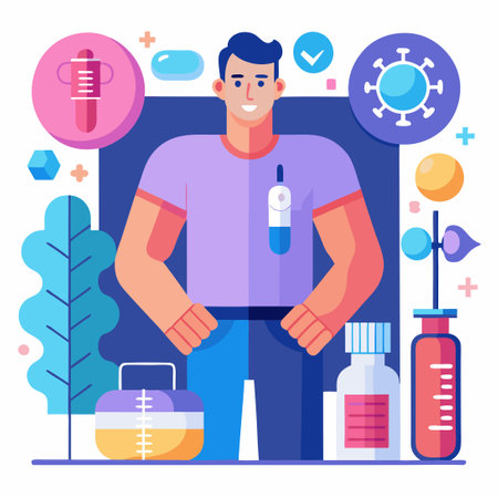 Visual Guide to Testosterone Replacement Therapy: Benefits and Considerationsのイラスト素材